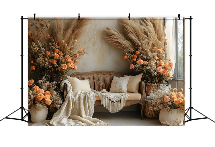 Toile de Fond Sofa Floral d'Automne Bohème RR8-435