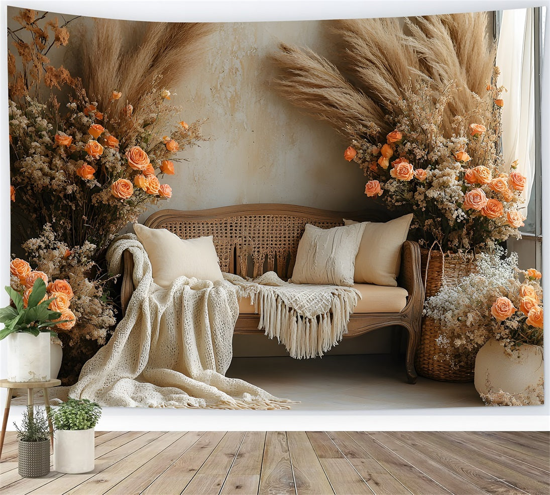 Toile de Fond Sofa Floral d'Automne Bohème RR8-435