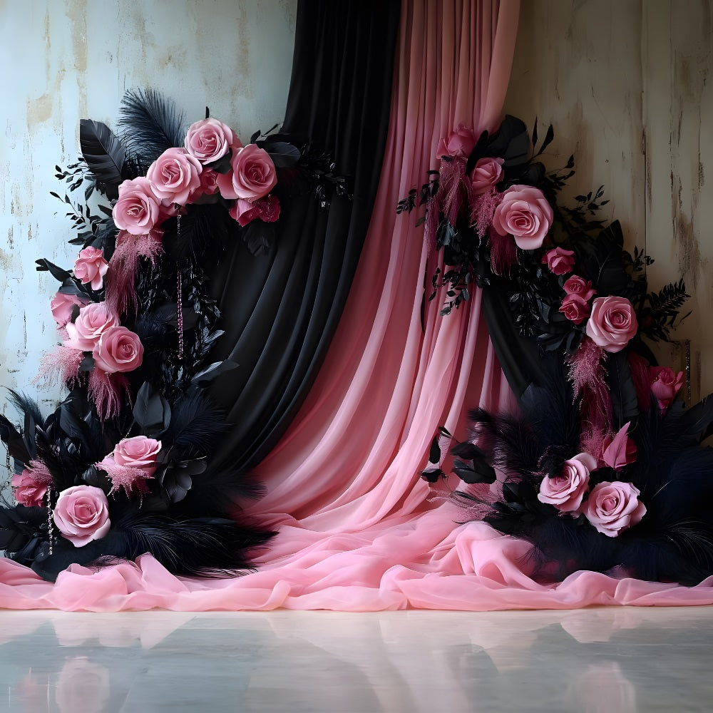 Toile de Fond Glamour Bohème Rose et Noir RR8-472