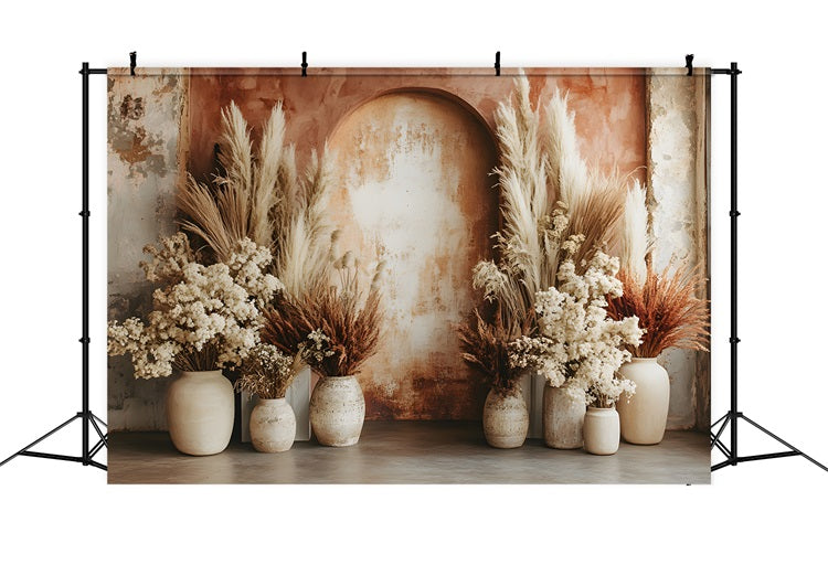 Toile de Fond Arche Pampas Bohème en Terre Naturelle RR8-483
