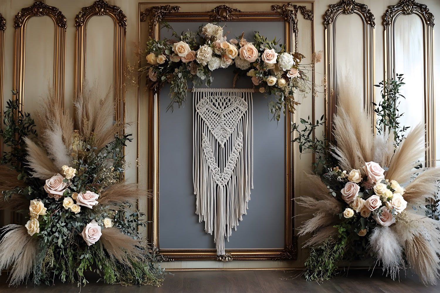 Toile de Fond Bohème Chic Naturel en Macramé Tissé RR8-500