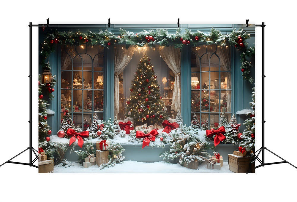 Toile de fond Vitrine Magasin Grand Sapin de Noël RR8-56