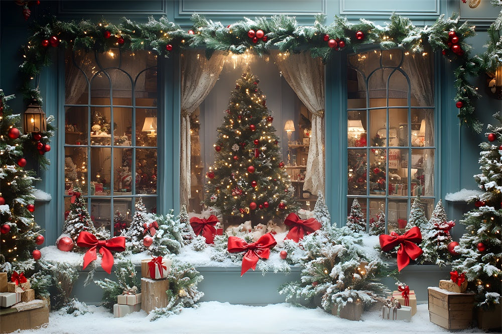 Toile de fond Vitrine Magasin Grand Sapin de Noël RR8-56