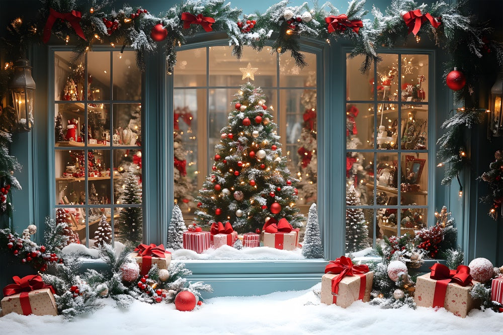 Toile de fond Vitrine de Magasin Neige de Noël RR8-58