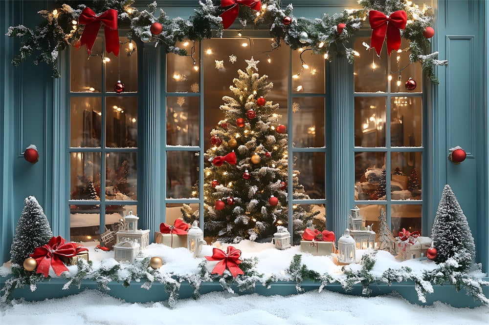 Toile de fond Vitrine de Magasin Illuminée de Noël RR8-59
