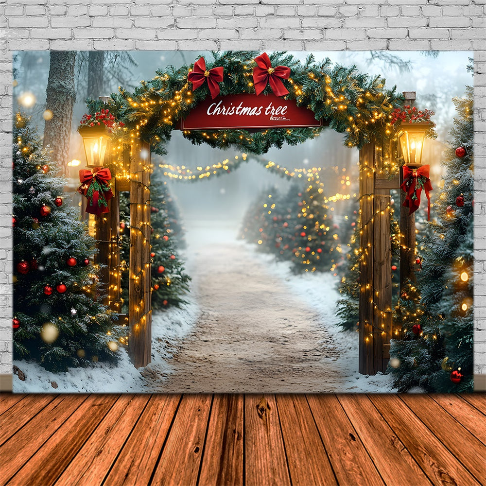 Toile de fond Ferme de Sapins Lumières de Noël RR8-80