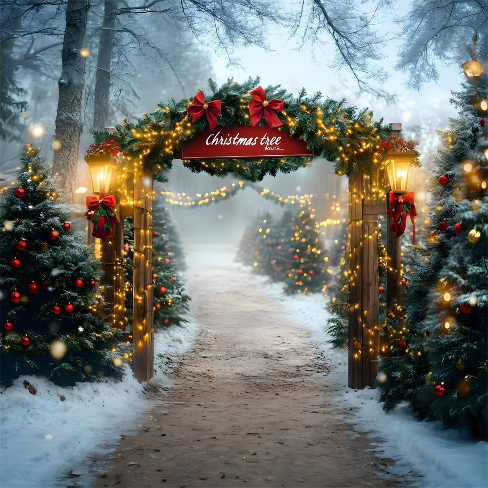 Toile de fond Ferme de Sapins Lumières de Noël RR8-80