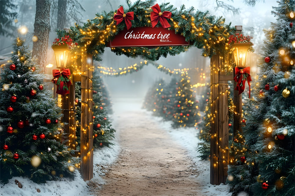 Toile de fond Ferme de Sapins Lumières de Noël RR8-80