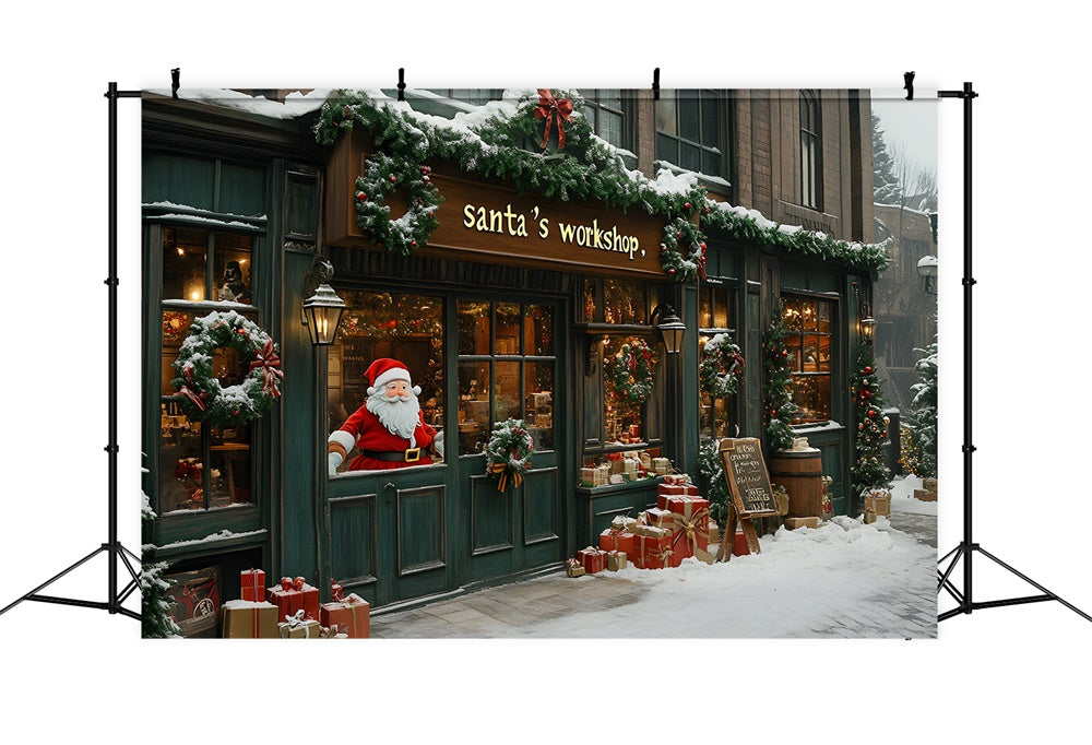 Toile de fond Atelier du Père Noël Neige de Noël RR8-84