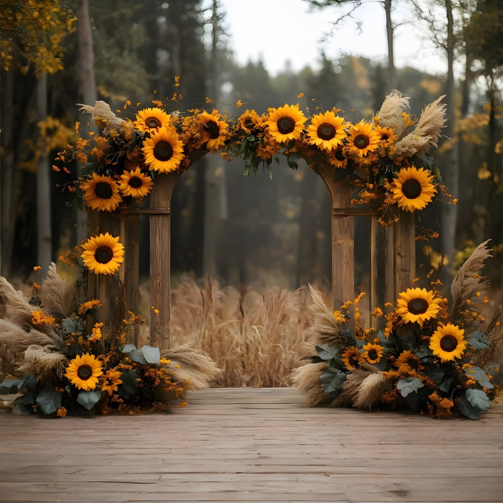 Toile de fond Arche de tournesols et porte pour photographie automnale RR9-28