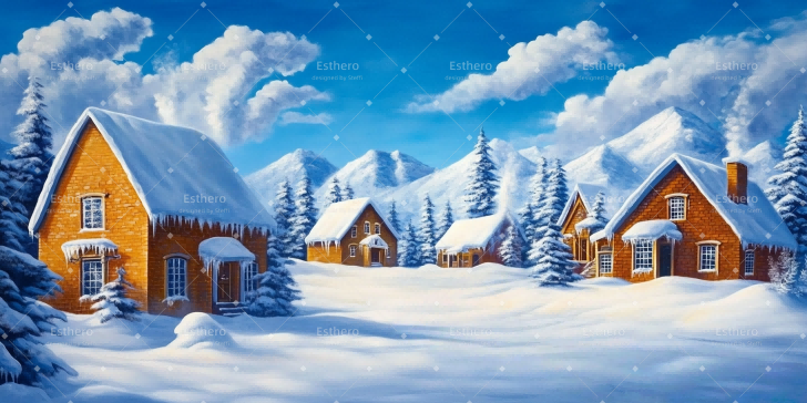 Fond de Scène Village enneigé CSH59-T48