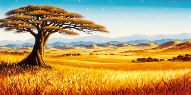 Fond de Scene Savane africaine ensoleillée CSH59-T59