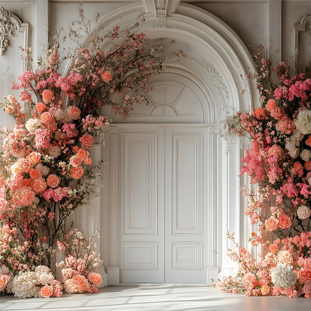 Toile de fond Printemps Arche Florale Élégante Rose TWW2-14