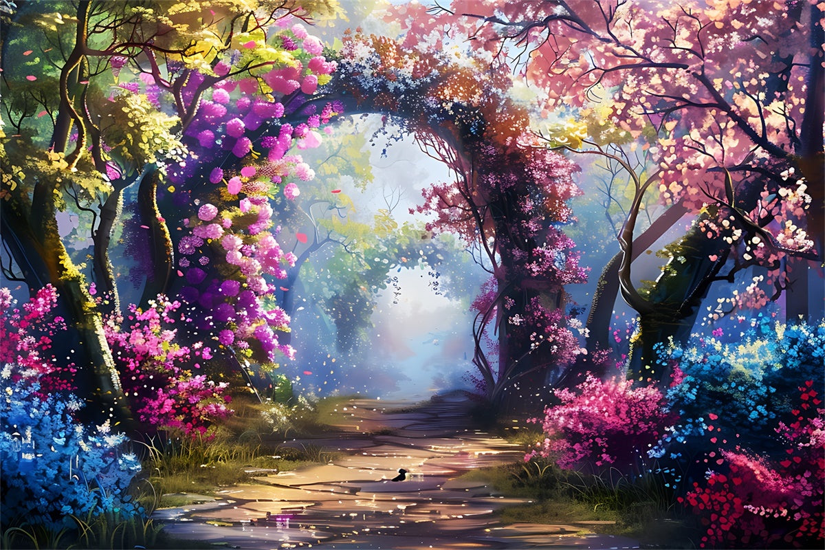 Toile de fond Printemps Tunnel Floral Rêveur Sentier TWW2-24