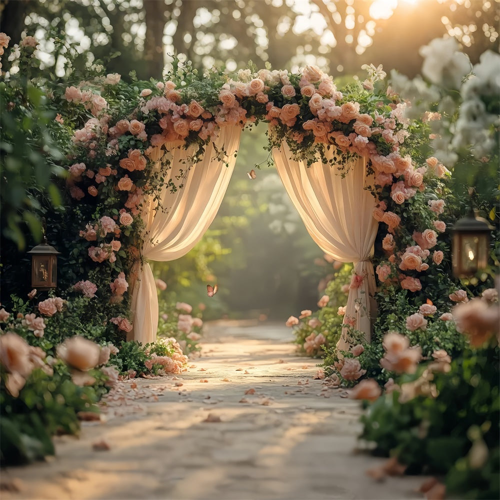Fond Photo Printemps Chemin Jardin Romantique Rose TWW2-30