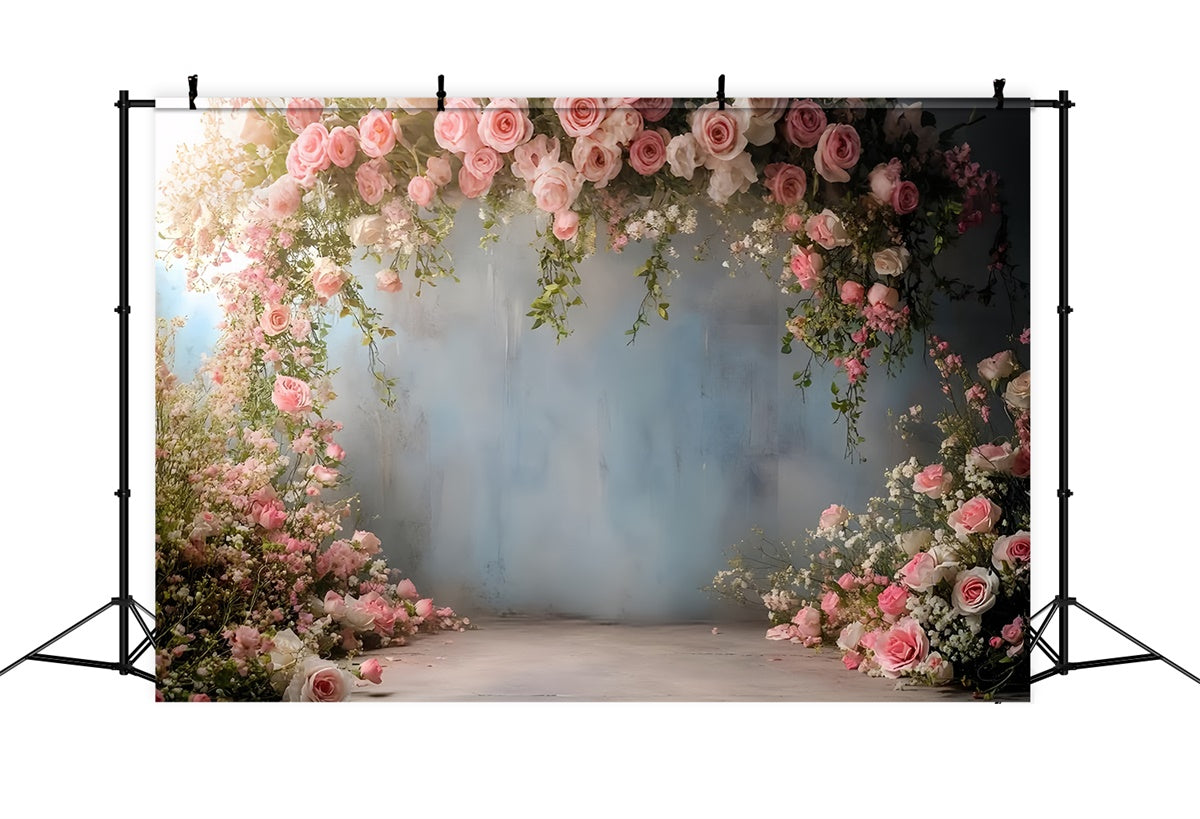 Toile de fond Printemps Arche de Roses Rose Élégante TWW2-36