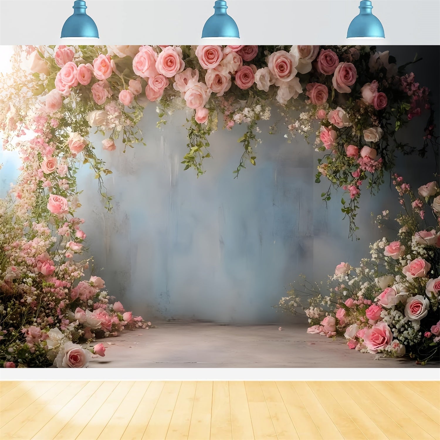 Toile de fond Printemps Arche de Roses Rose Élégante TWW2-36