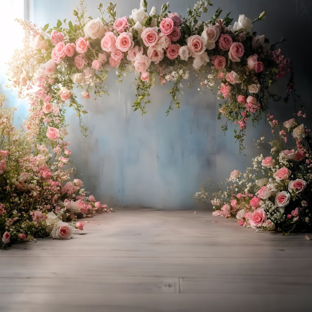 Toile de fond Printemps Arche de Roses Rose Élégante TWW2-36