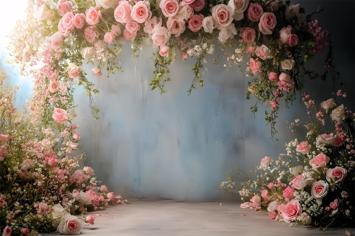 Toile de fond Printemps Arche de Roses Rose Élégante TWW2-36