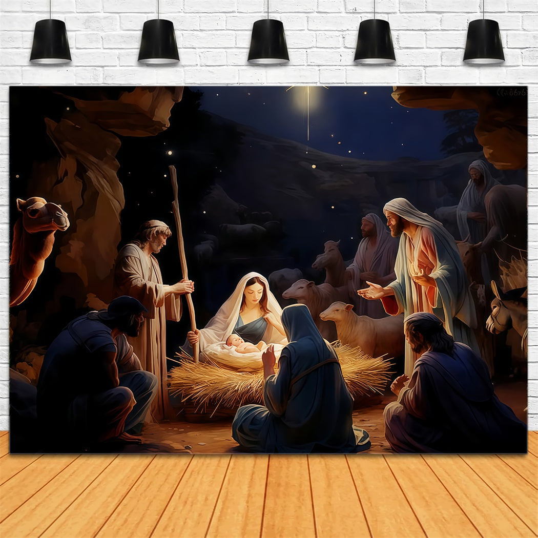 Fond de la Nativité Sainte Famille Nuit de la Nativité Fonds pour photos de Noël TWW510-102