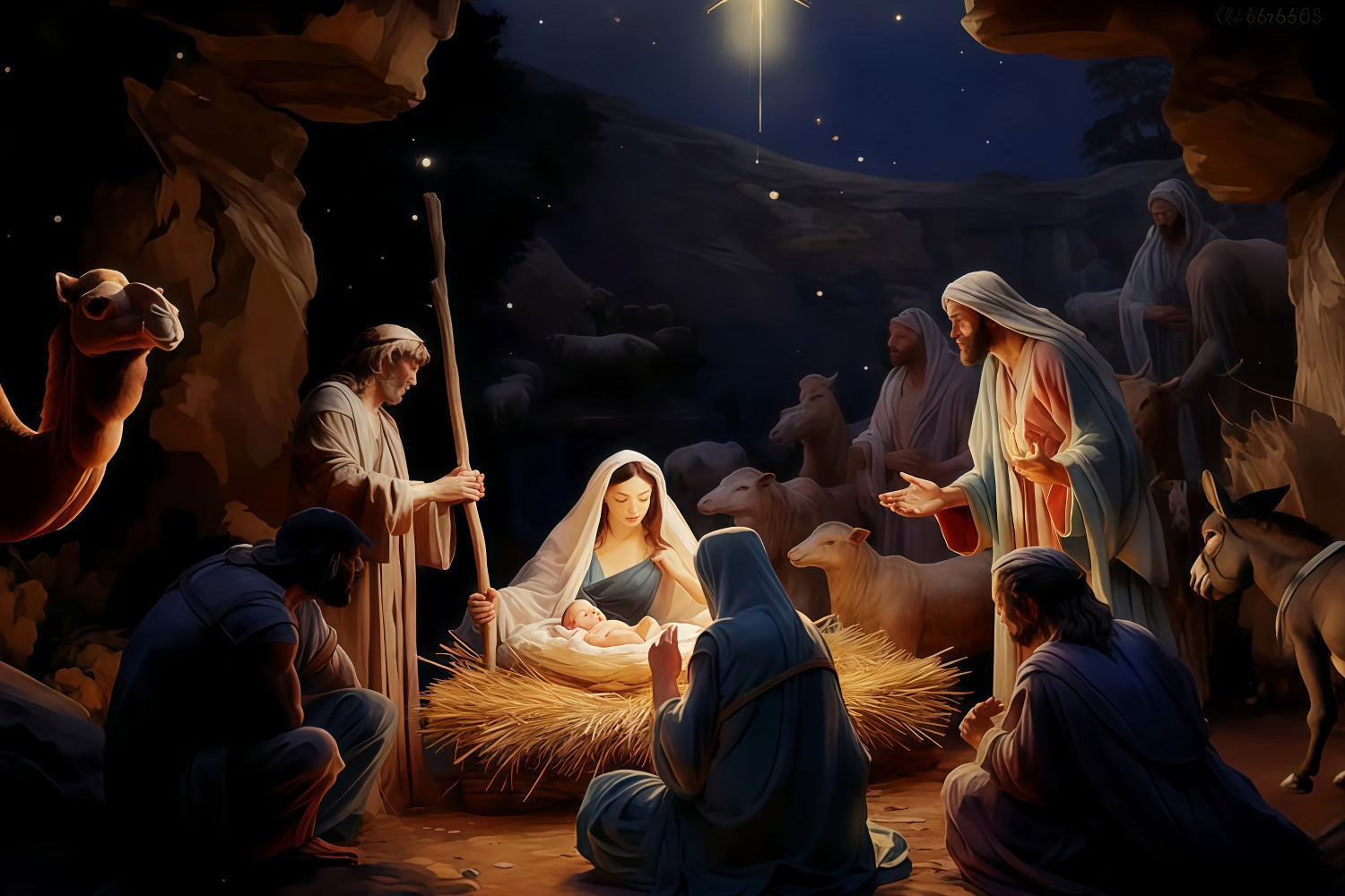 Fond de la Nativité Sainte Famille Nuit de la Nativité Fonds pour photos de Noël TWW510-102