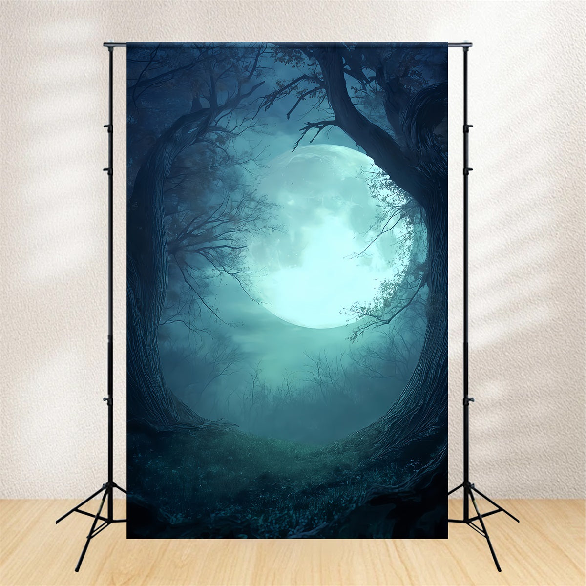 Fond d'Halloween avec lune, forêt au clair de lune et lueur crépusculaire Fond d'Halloween effrayant TWW510-28