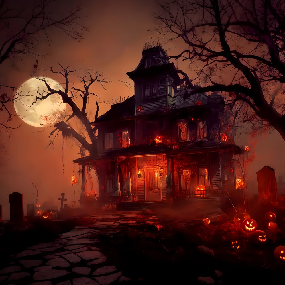 Fond Haunted Mansion Haunted Mansion Blood Moon Fonds effrayants pour Halloween TWW510-30