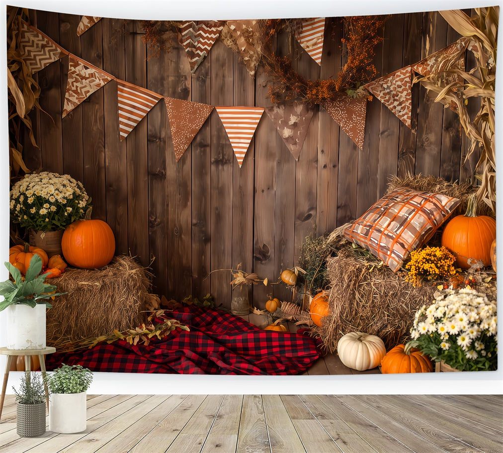 Fond mural d'Halloween Coin rustique récolte d'automne Idées de fonds d'Halloween TWW510-35