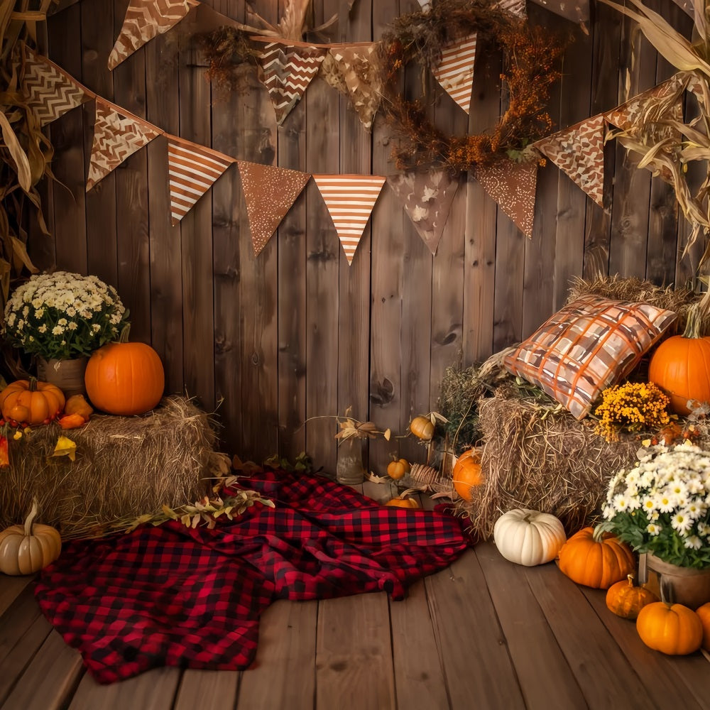 Fond mural d'Halloween Coin rustique récolte d'automne Idées de fonds d'Halloween TWW510-35