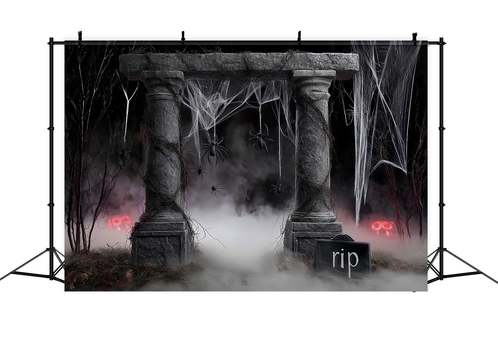 Fond d'Halloween Araignée Toile d'araignée Piliers funéraires Idées de fonds d'Halloween TWW510-45