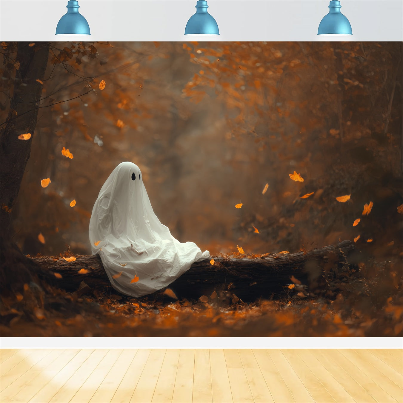 Toile de fond fantôme pour Halloween, forêt automnale, fantôme solitaire, toile de fond effrayante pour Halloween TWW510-48