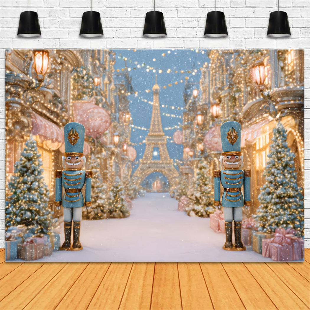 Fond Casse-Noisette Paris enneigé Rue d'hiver Fond photo de Noël TWW510-58