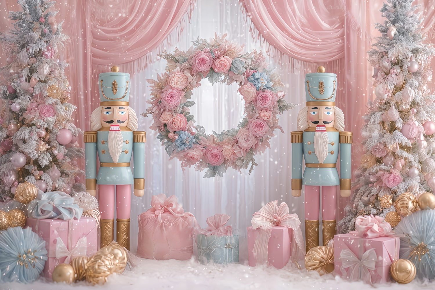 Toiles de fond Casse-Noisette Casse-Noisette rose cadeau Pays des merveilles Toiles de fond de Noël TWW510-65