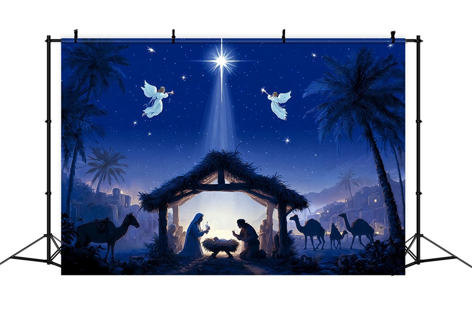 Fond de scène Nativité Nuit sainte Étoile de la Nativité Fond de scène de Noël TWW510-72