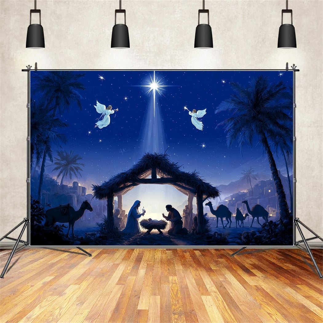 Fond de scène Nativité Nuit sainte Étoile de la Nativité Fond de scène de Noël TWW510-72