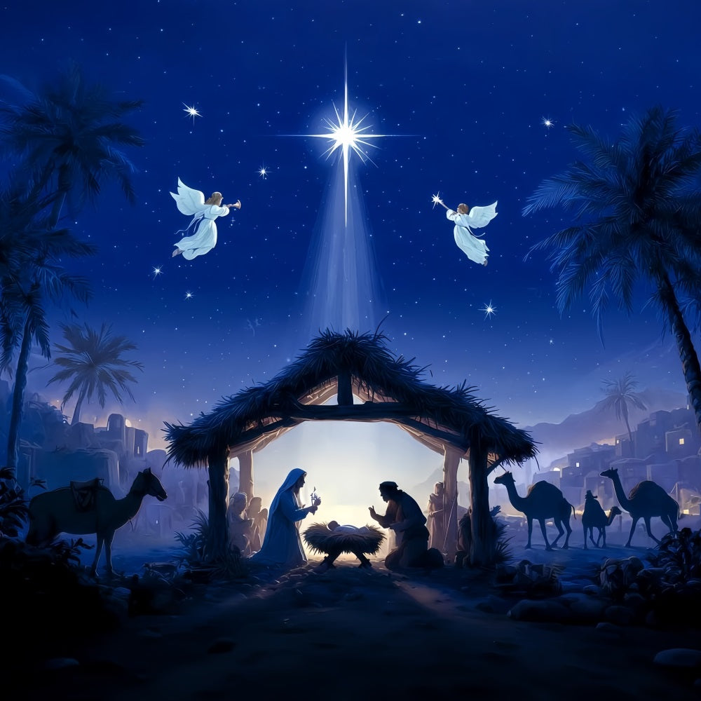 Fond de scène Nativité Nuit sainte Étoile de la Nativité Fond de scène de Noël TWW510-72