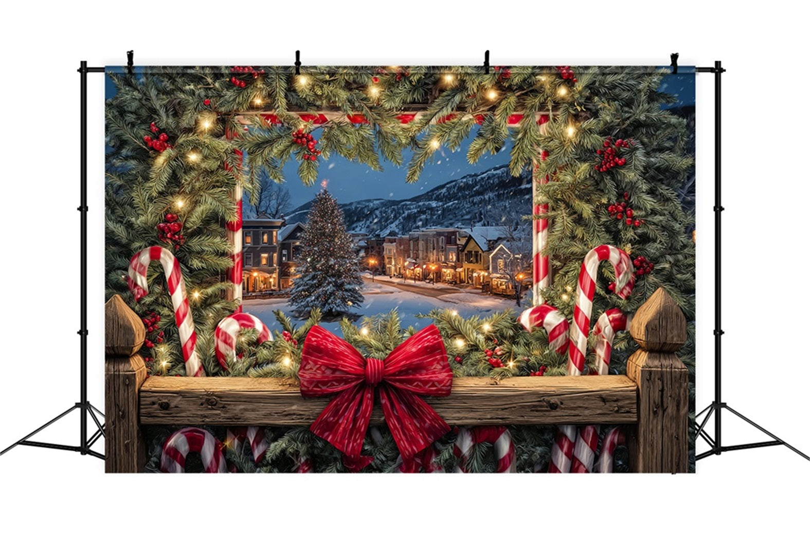 Fond de scène Nœud de Noël Ville accueillante Vitrine de Noël Fonds de scène photo de Noël TWW510-75