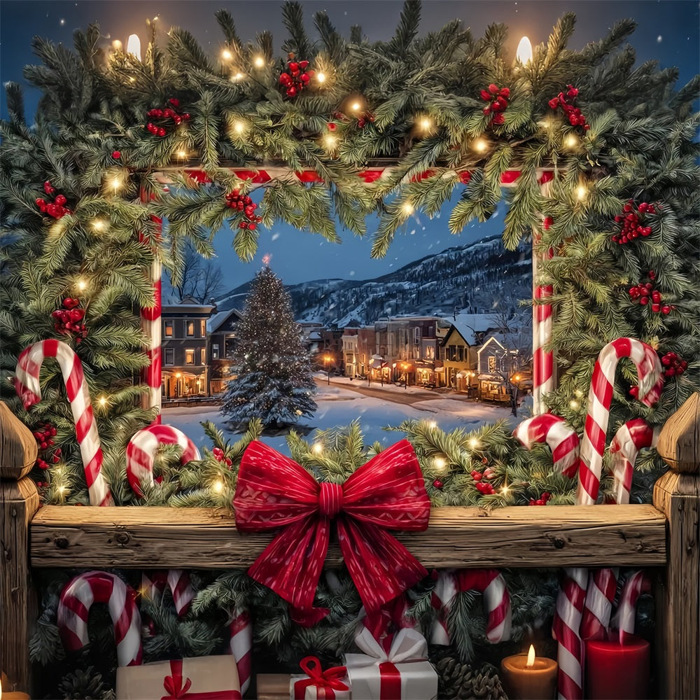 Fond de scène Nœud de Noël Ville accueillante Vitrine de Noël Fonds de scène photo de Noël TWW510-75