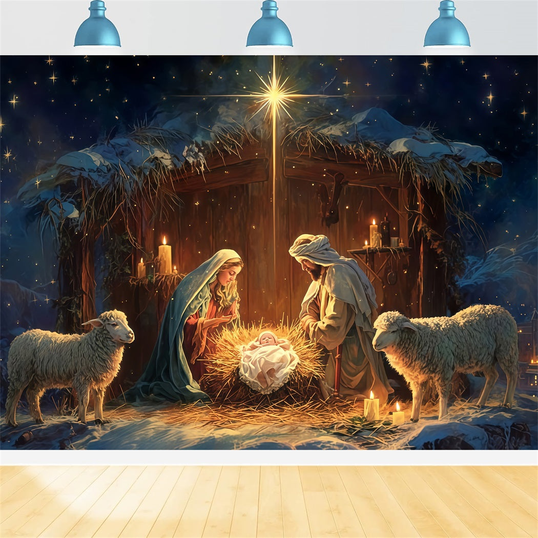 Fond de la Nativité, Sainte Famille, crèche, nuit, fonds de Noël TWW510-81