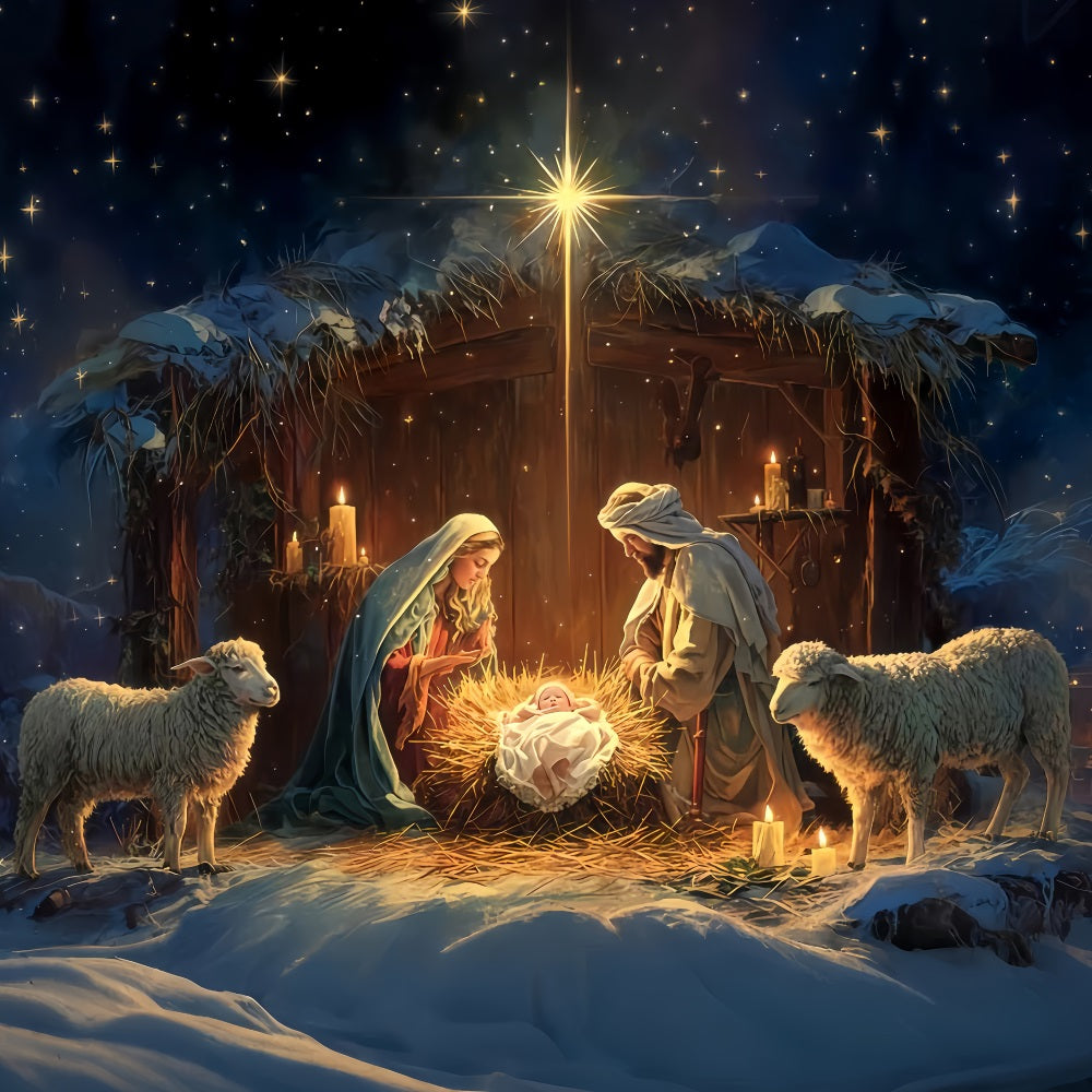 Fond de la Nativité, Sainte Famille, crèche, nuit, fonds de Noël TWW510-81
