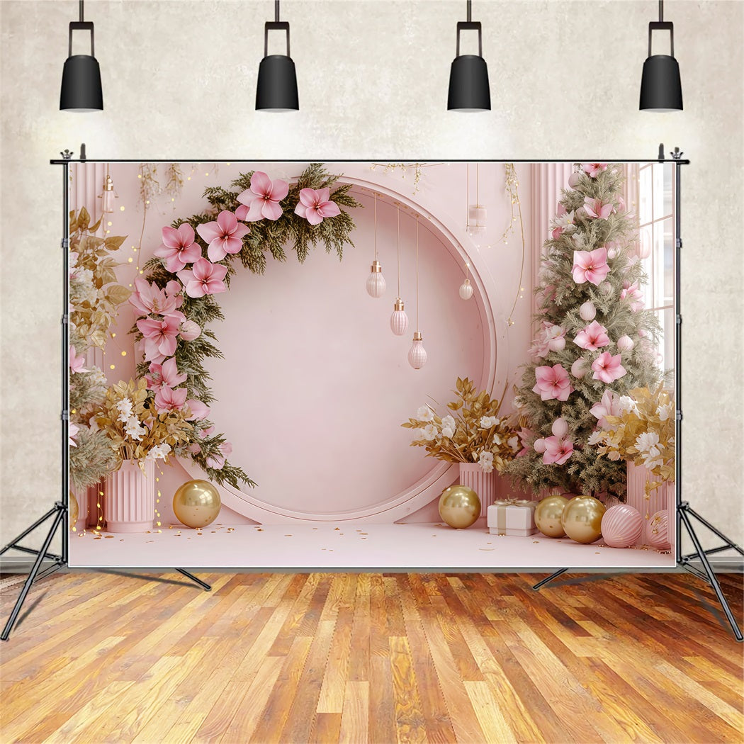 Fond mural de Noël Arche florale rose Fonds de Noël en solde TWW510-84
