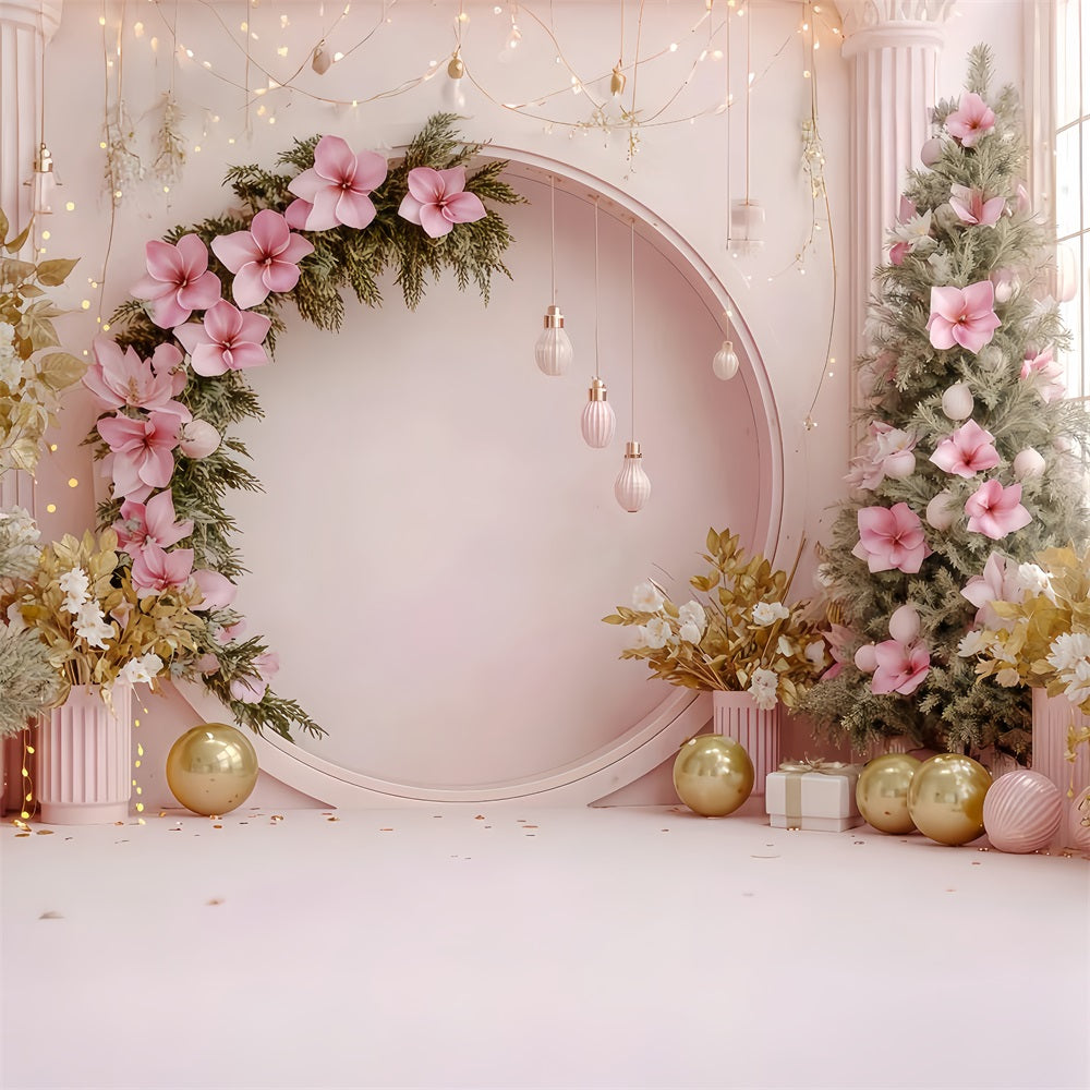 Fond mural de Noël Arche florale rose Fonds de Noël en solde TWW510-84