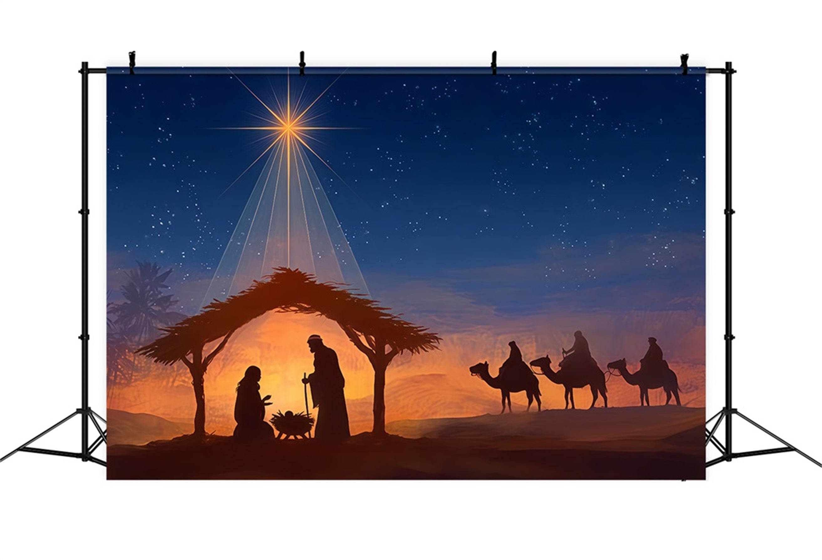 Fond de scène Nativité Étoile de Bethléem Voyage nocturne Fond de scène de Noël TWW510-88