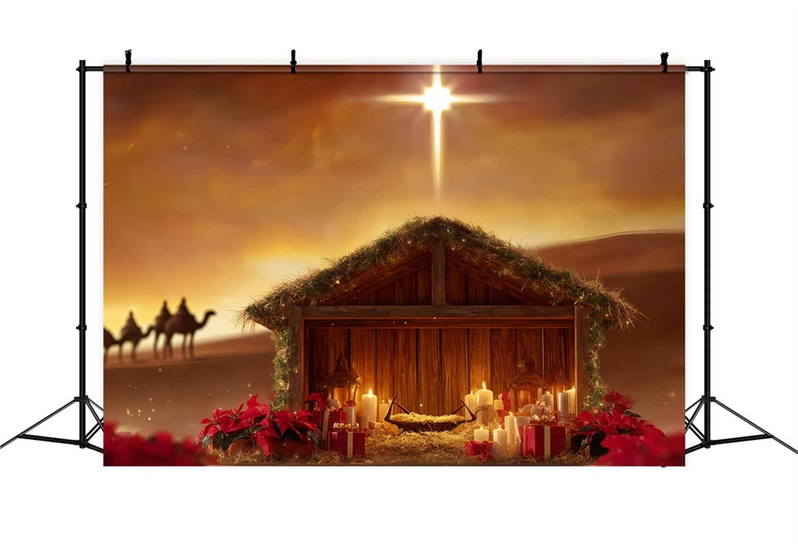 Fond de crèche Étoile de la crèche Lueur du désert Fonds photo de Noël TWW510-91