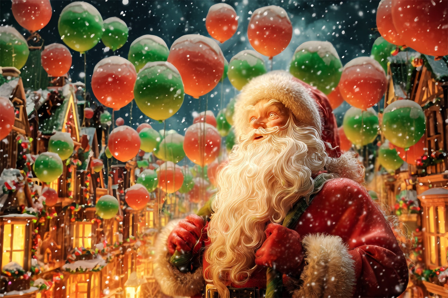 Fond Père Noël Ballons du Père Noël Défilé d'hiver Fonds de Noël en solde TWW510-92