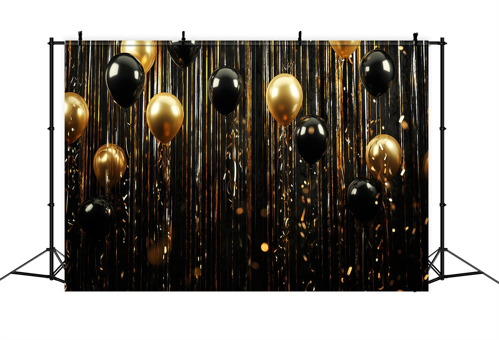 Fond pour le Nouvel An avec ballons noir et or et paillettes TWW512-14