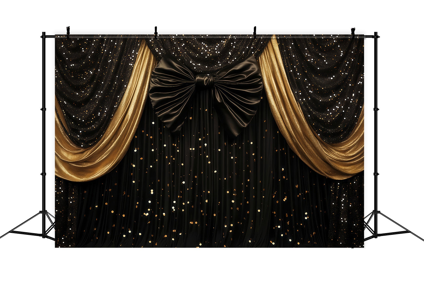 Toile de fond pour photos du Nouvel An Luxueuse Toile de fond drapée scintillante Bokeh paillettes dorées TWW512-19