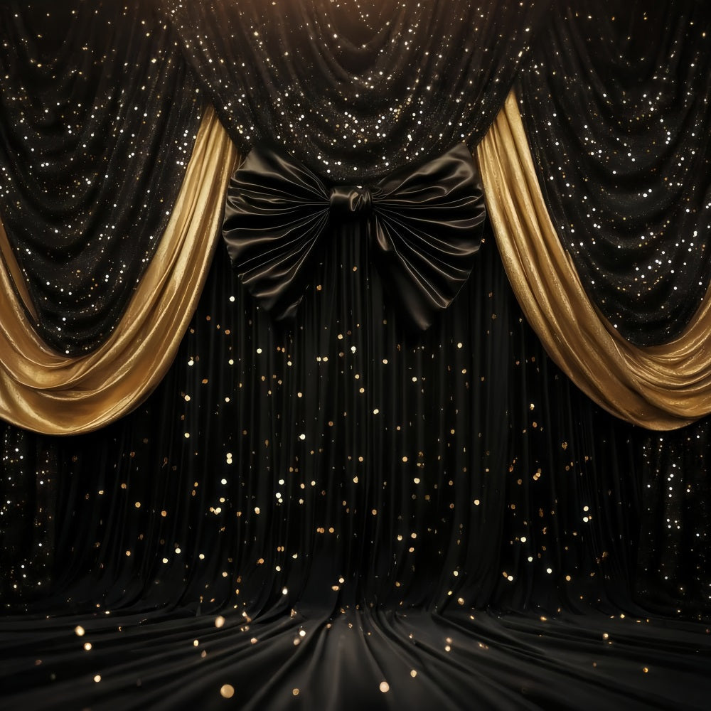 Toile de fond pour photos du Nouvel An Luxueuse Toile de fond drapée scintillante Bokeh paillettes dorées TWW512-19
