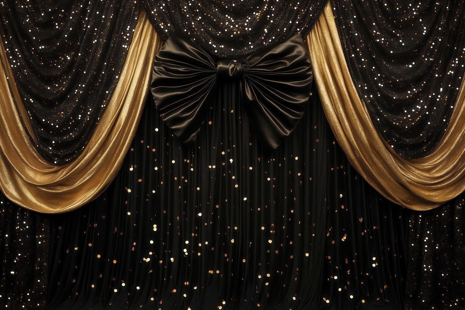 Toile de fond pour photos du Nouvel An Luxueuse Toile de fond drapée scintillante Bokeh paillettes dorées TWW512-19