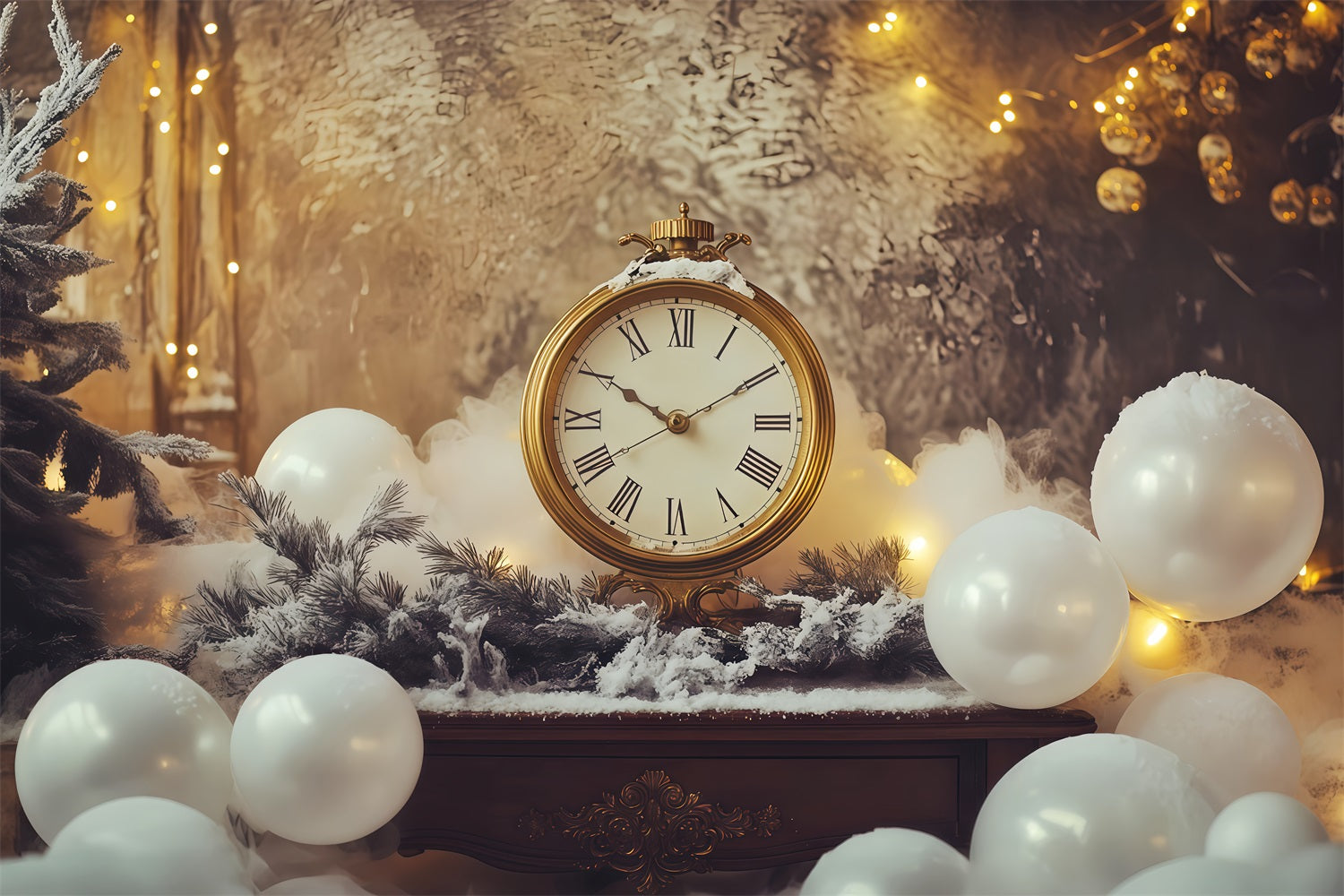 Toile de fond pour le Nouvel An Horloge décompte du Nouvel An Lumières Toile de fond pour le réveillon du Nouvel An TWW512-22